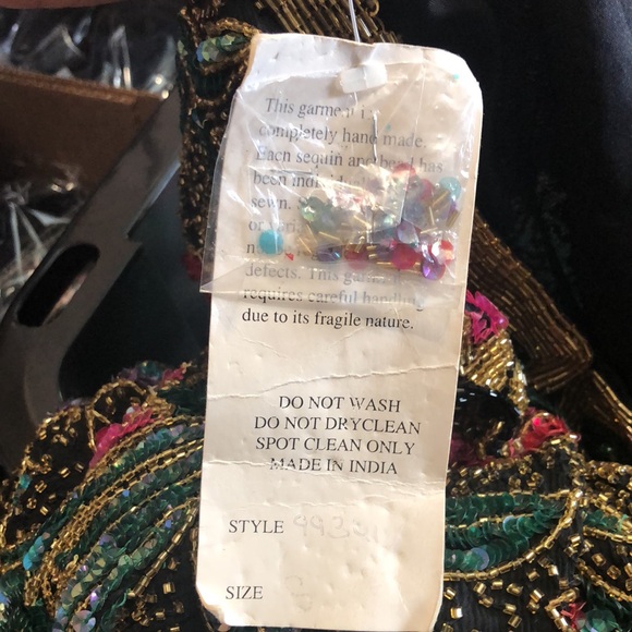 NWT Vintage Night Vogue Evening Jacket S 100 Silk Pearl Beads Sequins sparkling - Picture 13 of 16